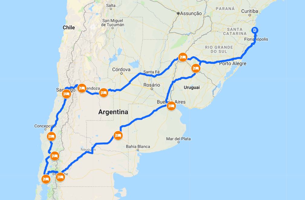 roteiro  Argentina, Chile e Uruguai de Carro